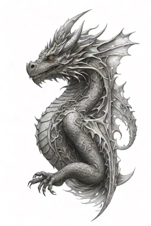 A Dragon Between Arm And Shoulder Blade Large For Woman