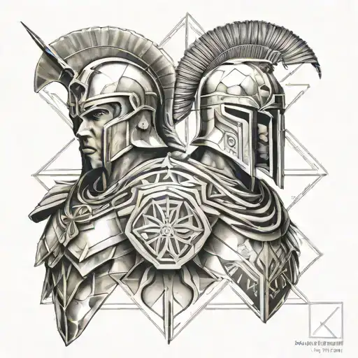 Geometric Design Historycal And Spartan Warrior