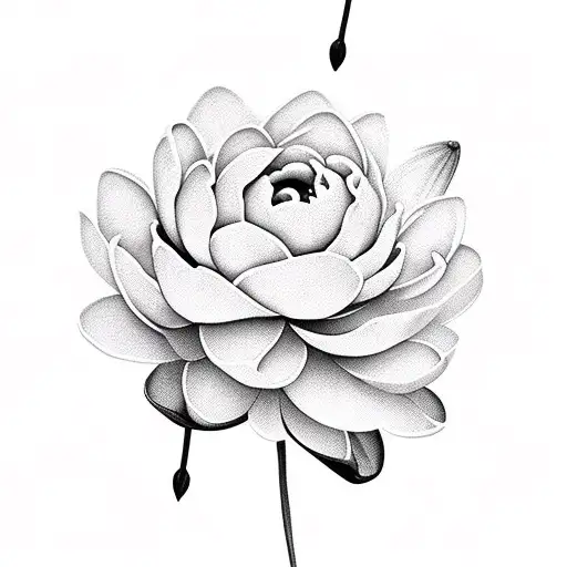 A Graceful Peony Vine Wrapping Around The Neck With Delicate Water Lily Blooms