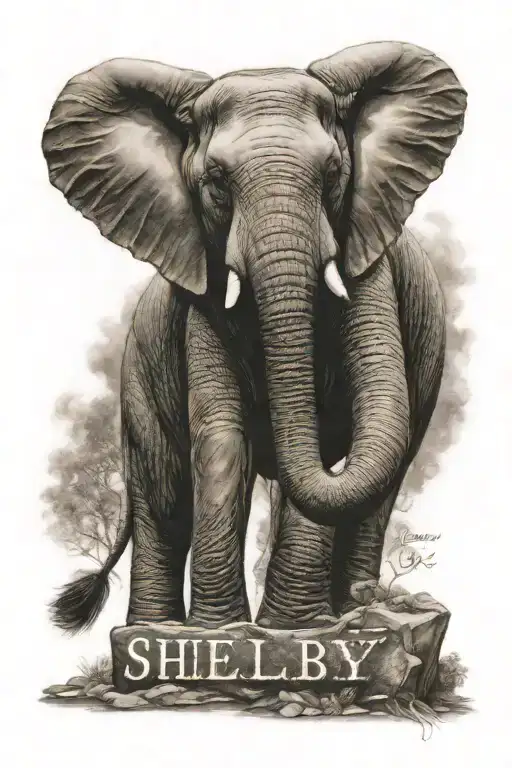 Elephant Stuffed Animal With Birthdate And Name Shelby On Forearm