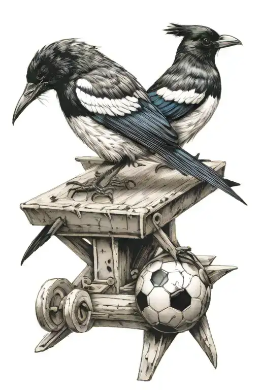 Magpie Sat On Football