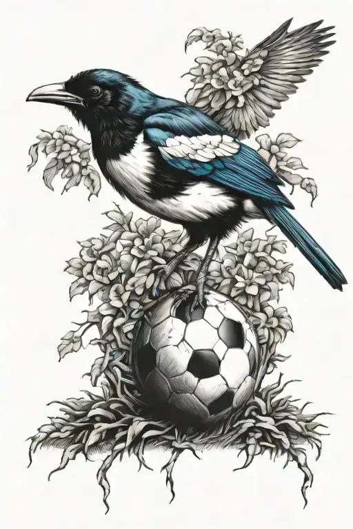 Magpie Stood On Football