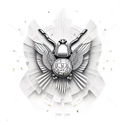 Big Hieroglyphs In Background Plus A Scarab