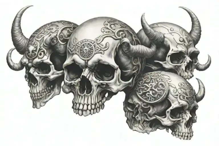 Skulls Aries Zodiac Sign