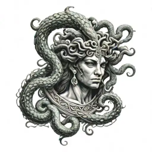 Scary Medusa Head Greek Mythology Face Towards You