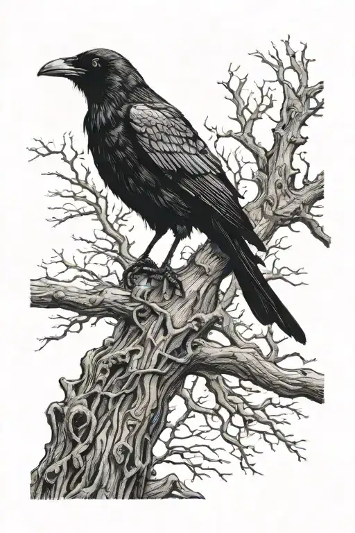 Crow And Dead Tree