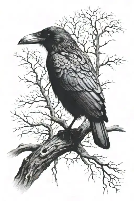 Crow On Dead Tree