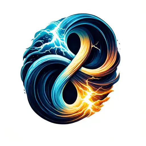 An Infinity Symbol Where One Loop Is A Wave And The Other Is A Lightning Bolt