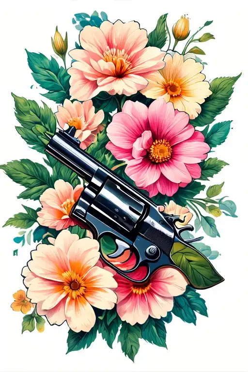 Revolver Shooting Flowers Blooming