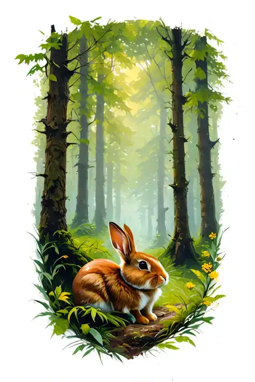 Forest And Rabbit In The Forest In Forest
