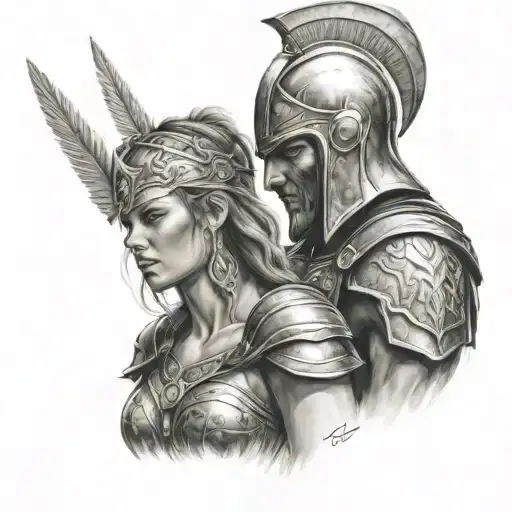 Spartan Warrior Kissing Valkyrie Warrior Woman