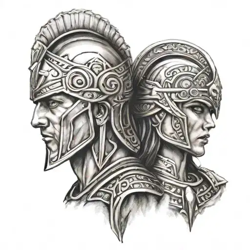 Spartan Warrior Kissing Valkyrie Warrior Woman