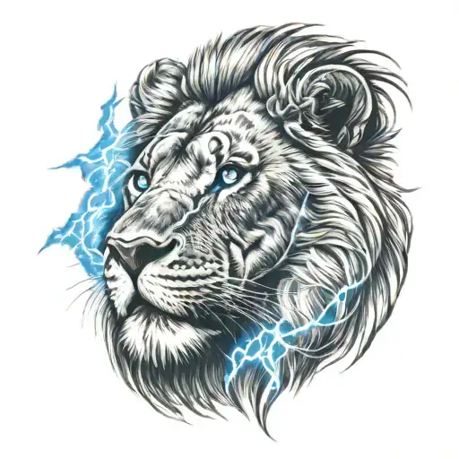 Lion With Lightning Blue Eyes