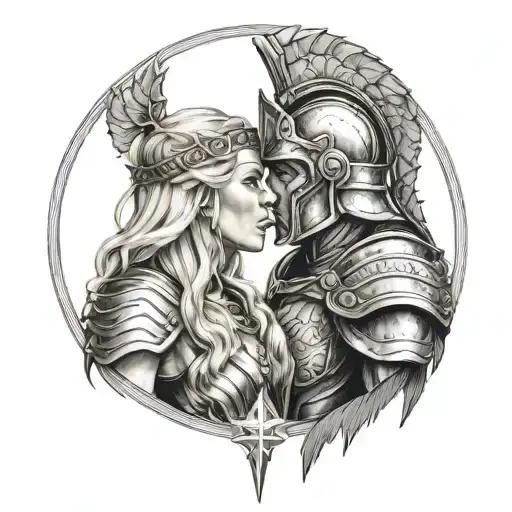 Spartan Warrior Kissing Norse Valkyrie Blonde Hair