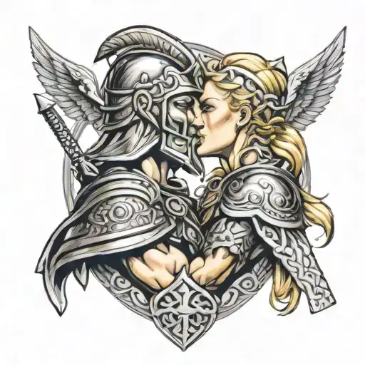 Spartan Male Warrior Kissing Norse Valkyrie Blonde Hair