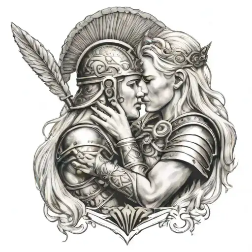 Spartan Warrior Kissing Norse Valkyrie Blonde Hair