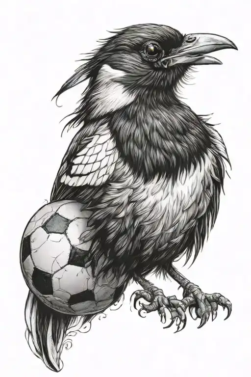 Magpie Stood Onto Of Football