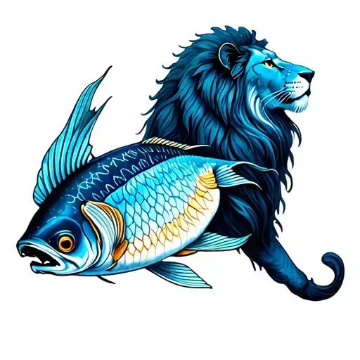I Would Like A Drawing Mixing The Virgin And Lion Astrological Signs And Fish