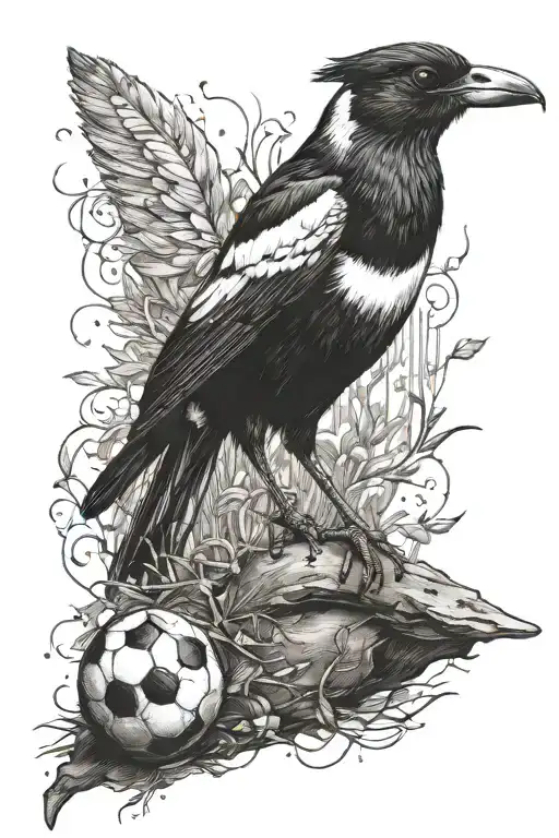 Magpie Stood On Football