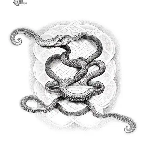 Two Headed Snake Wrapped Around A Cross