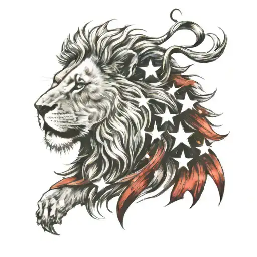 Lion With Red Stars