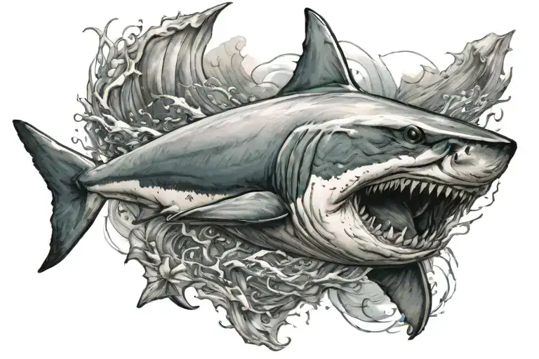 Sea And Shark Emerging