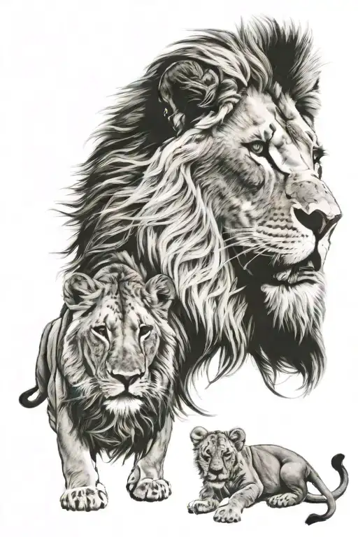 Lion And Cubs
