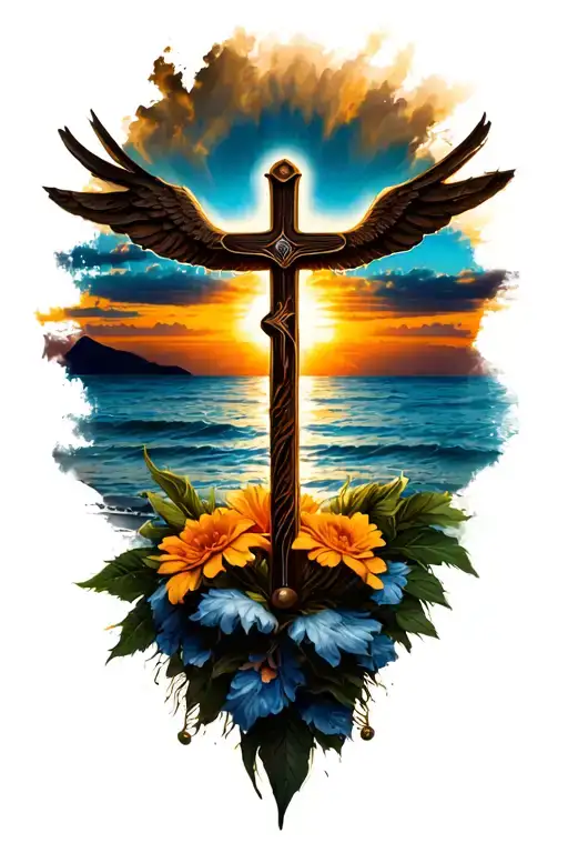 Realistic Cross Sunset