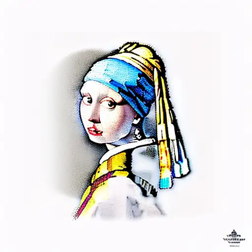 Vermeer's Girl With A Pearl Earring But With A Calico Cat