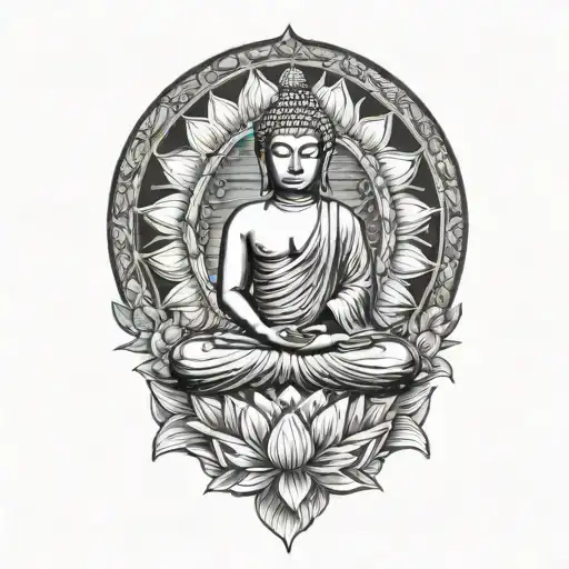 Buddha And Lotus Flower