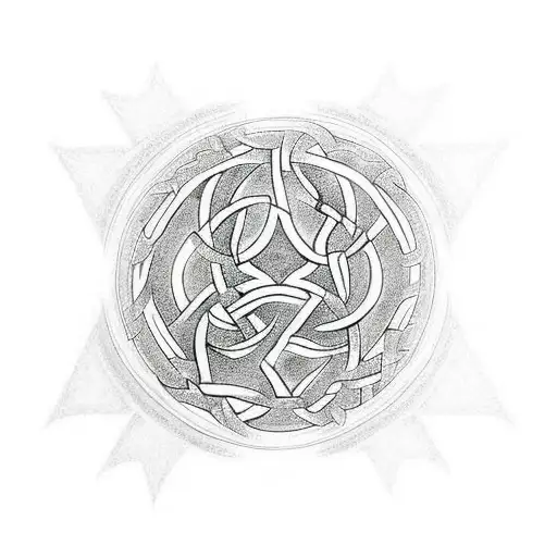 Labarinth Maze Tattoo With Celtic Tree Of Life In The Centre