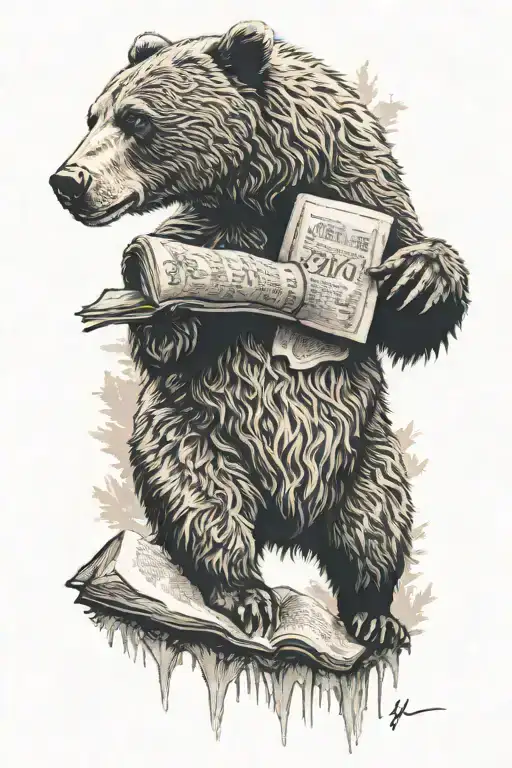 Grizzly Bear Standing Over Bible