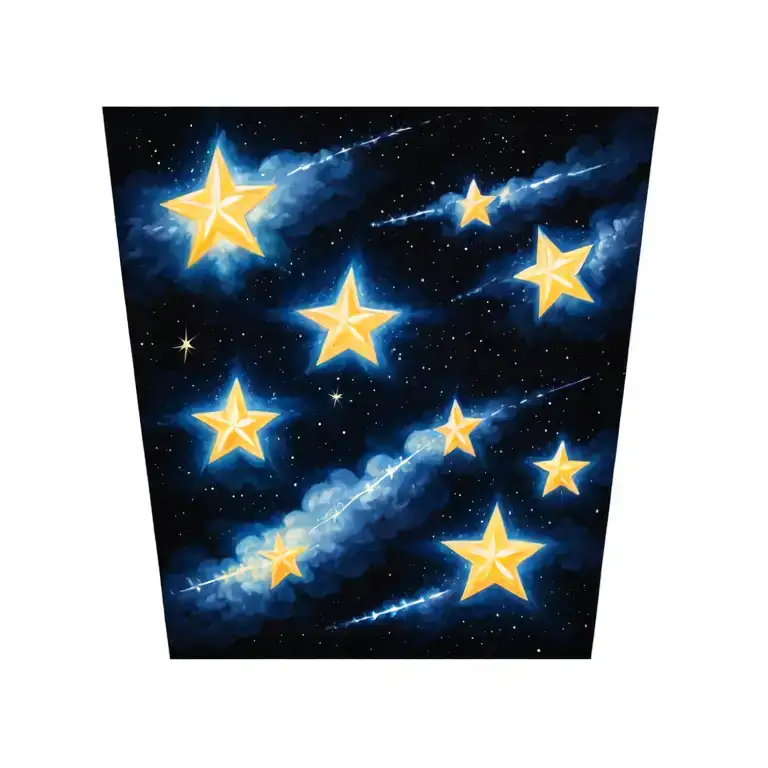 5 Identical Stars 4 Different A61 Shooting Star With 9 Clouds Surrounding