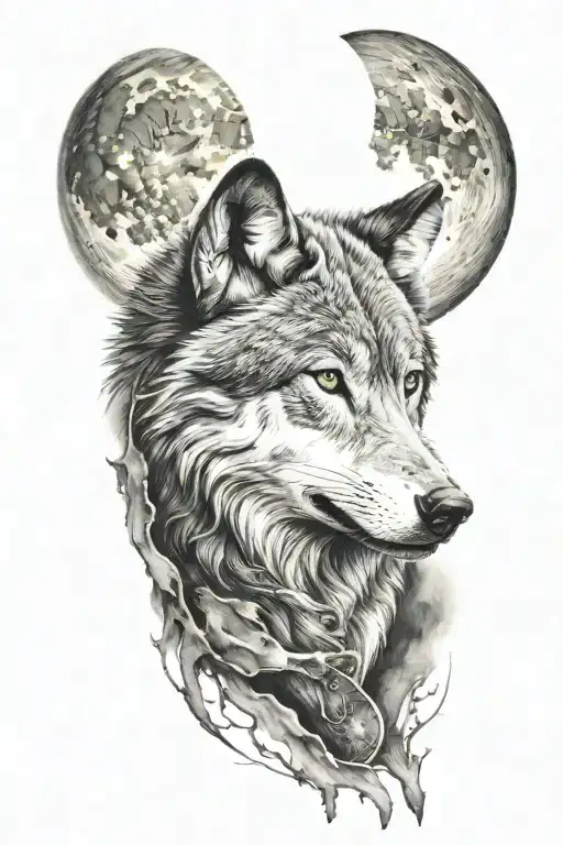 Wolf And Moon Inside