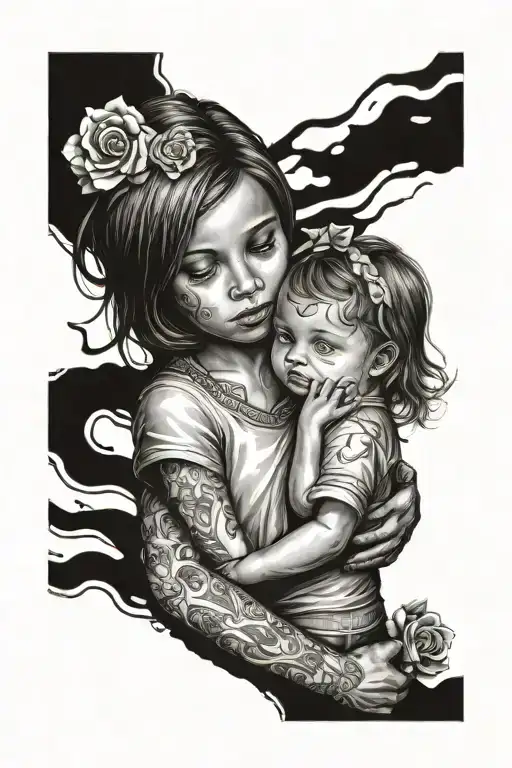 Die Mom With Girl Child Holding Hands