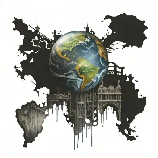 Reversed Globe As A Background For An Existing Image