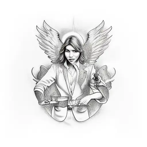 An Angel And A Demon Toasting With A Glass Of Champagne