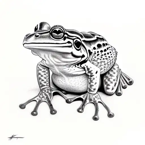 Frog Looking Up At Birds