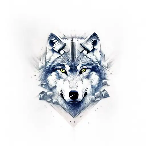 Wolf With Thor Hammer And Lightning For Sleeve