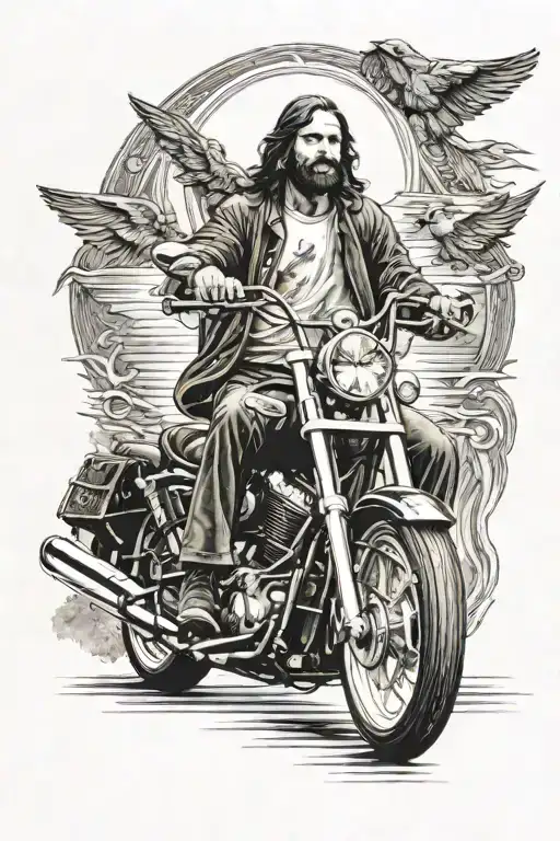 Jesus On Harley Davidson Motorcycle
