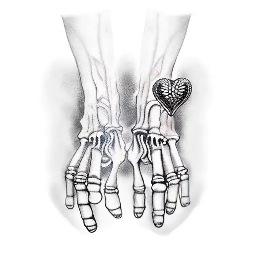 Skeleton Hands With Floating Human Heart