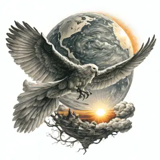 Atlas Flying Close To The Sun Setting