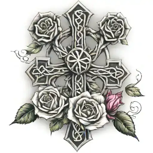 Celtic Cross And Roses