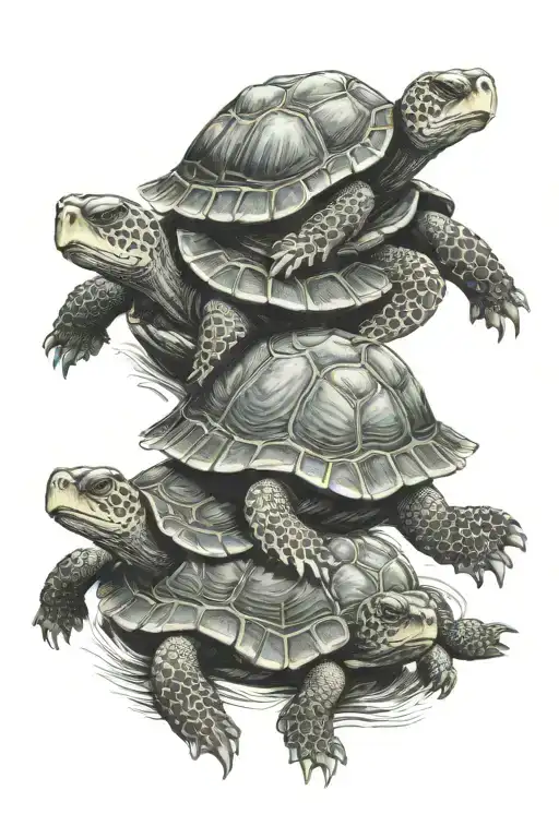 Creepy Turtles With Mom And Two Kids