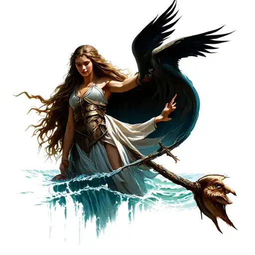 Norse Goddess Emerging From Crooked River