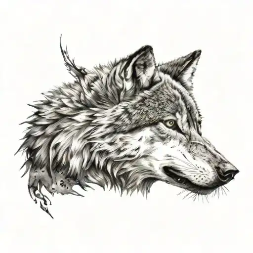 Wolf With Scars Wounds