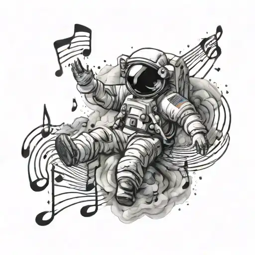 Astronaut Floating On Musical Notes