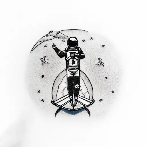 Astronaut Holding A Surf Board