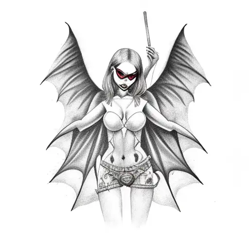 A Vampire Girl With Bat Wings