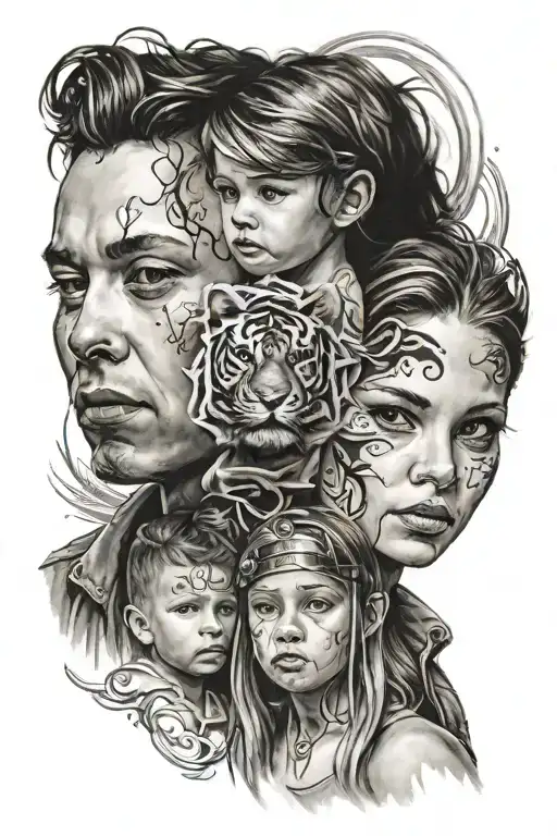 Portrait Tattoo Of Your Kids